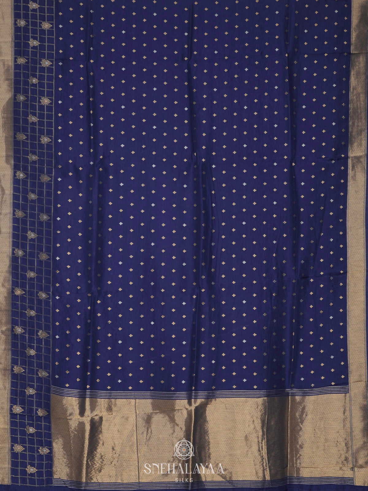Navy Blue Banaras Silk Saree