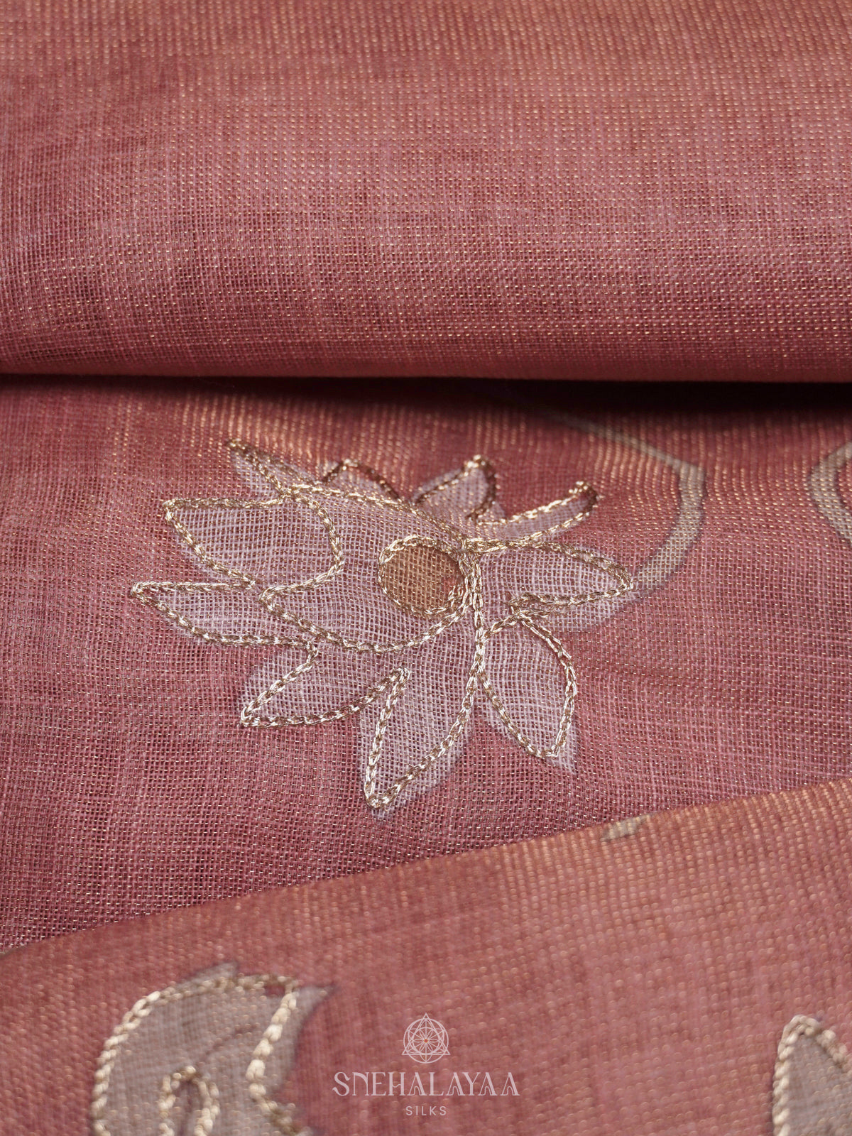 Pink Linen Saree
