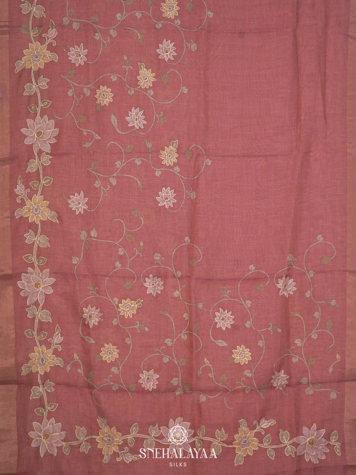 Pink Linen Saree