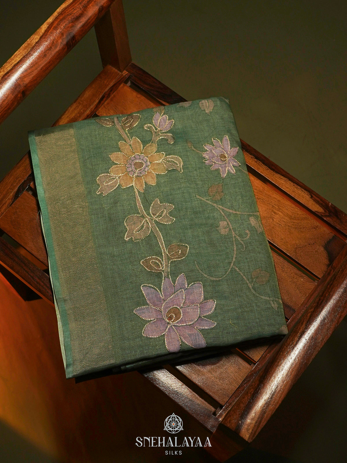 Green Linen Saree