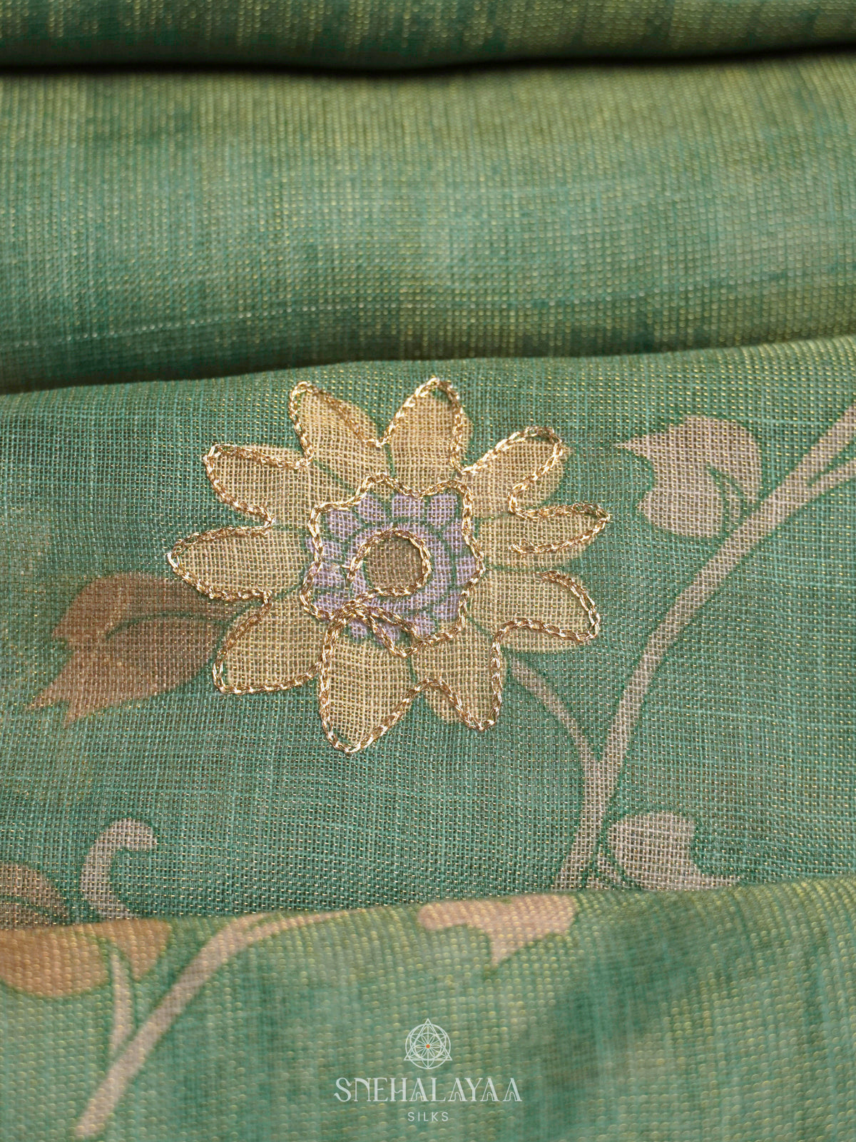 Green Linen Saree