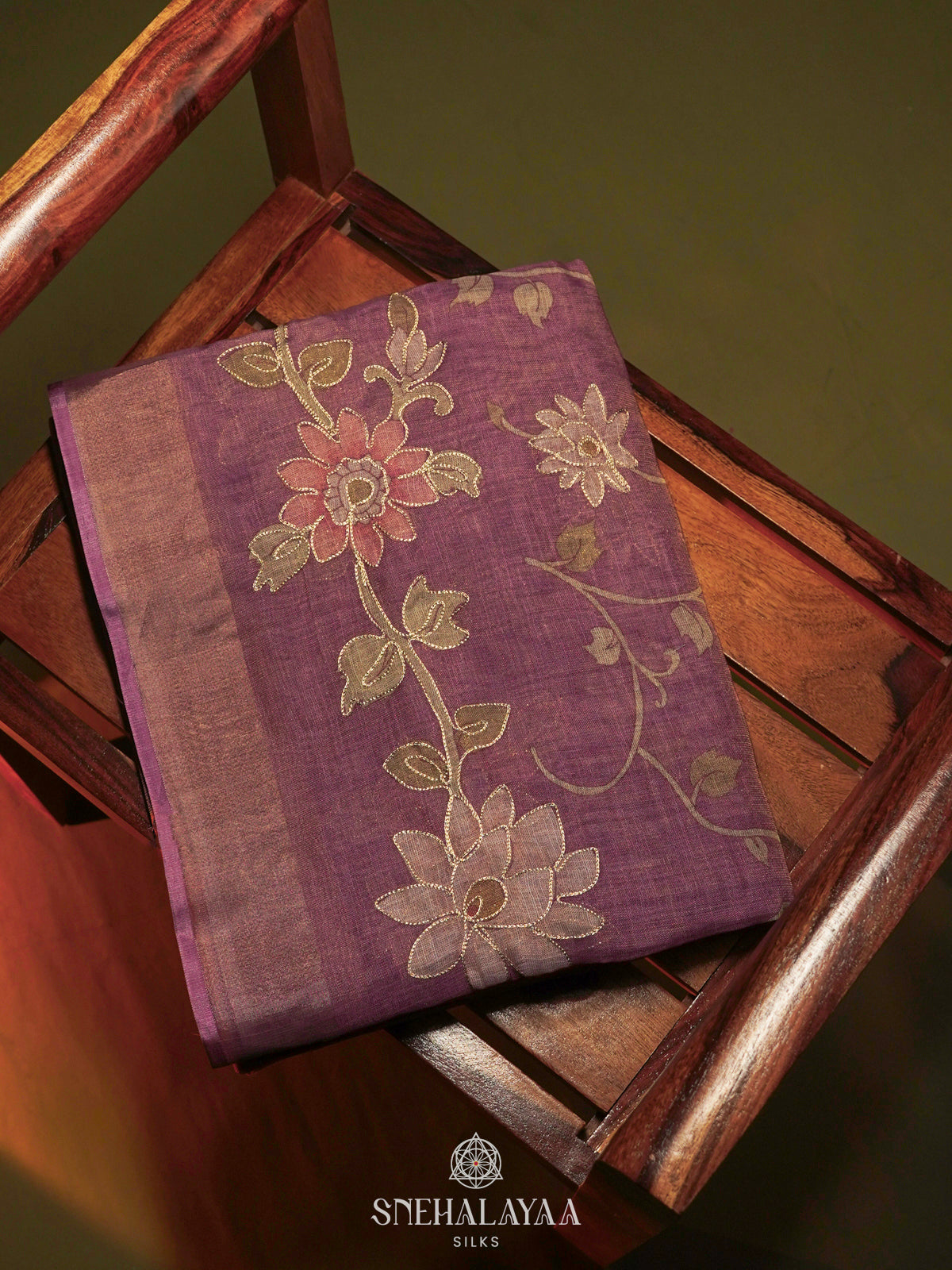 Plum Linen Saree