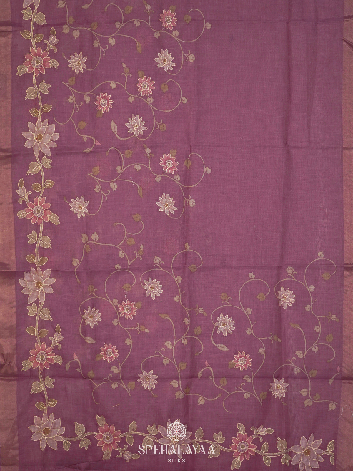 Plum Linen Saree