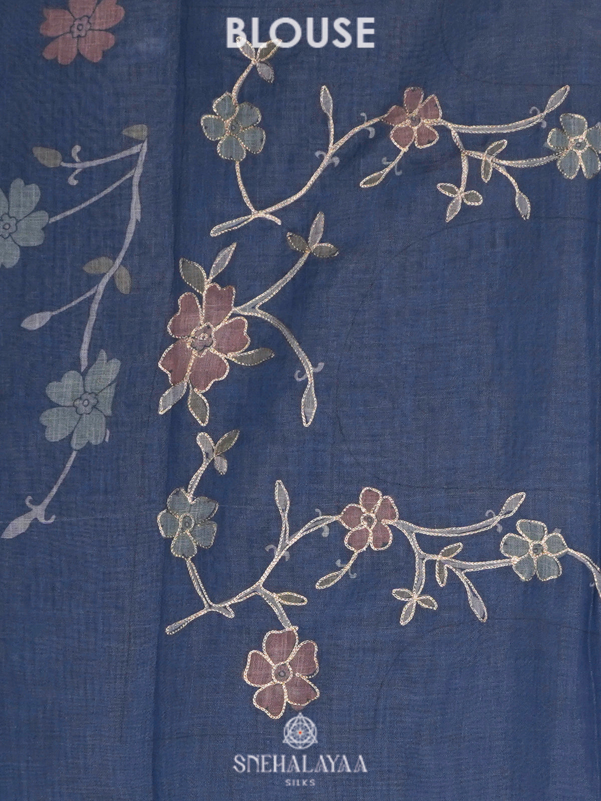 Blue Linen Saree