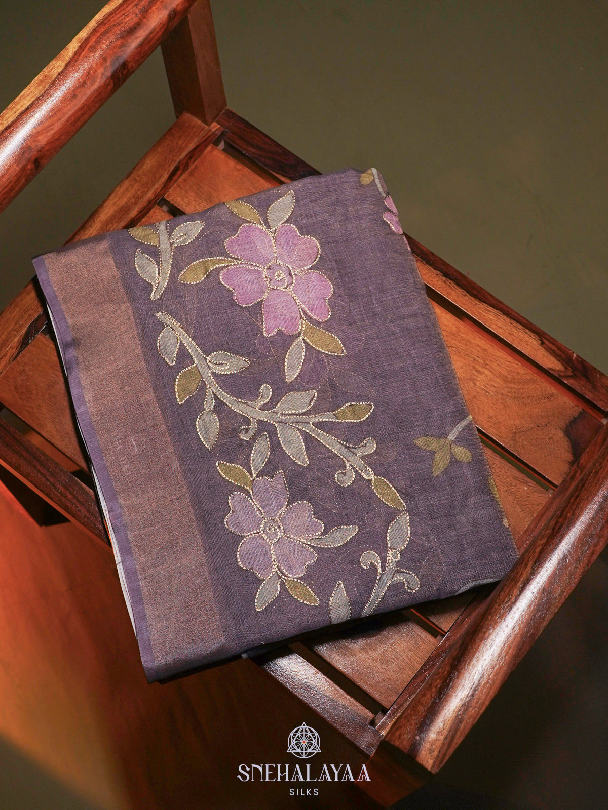 Lilac Linen Saree
