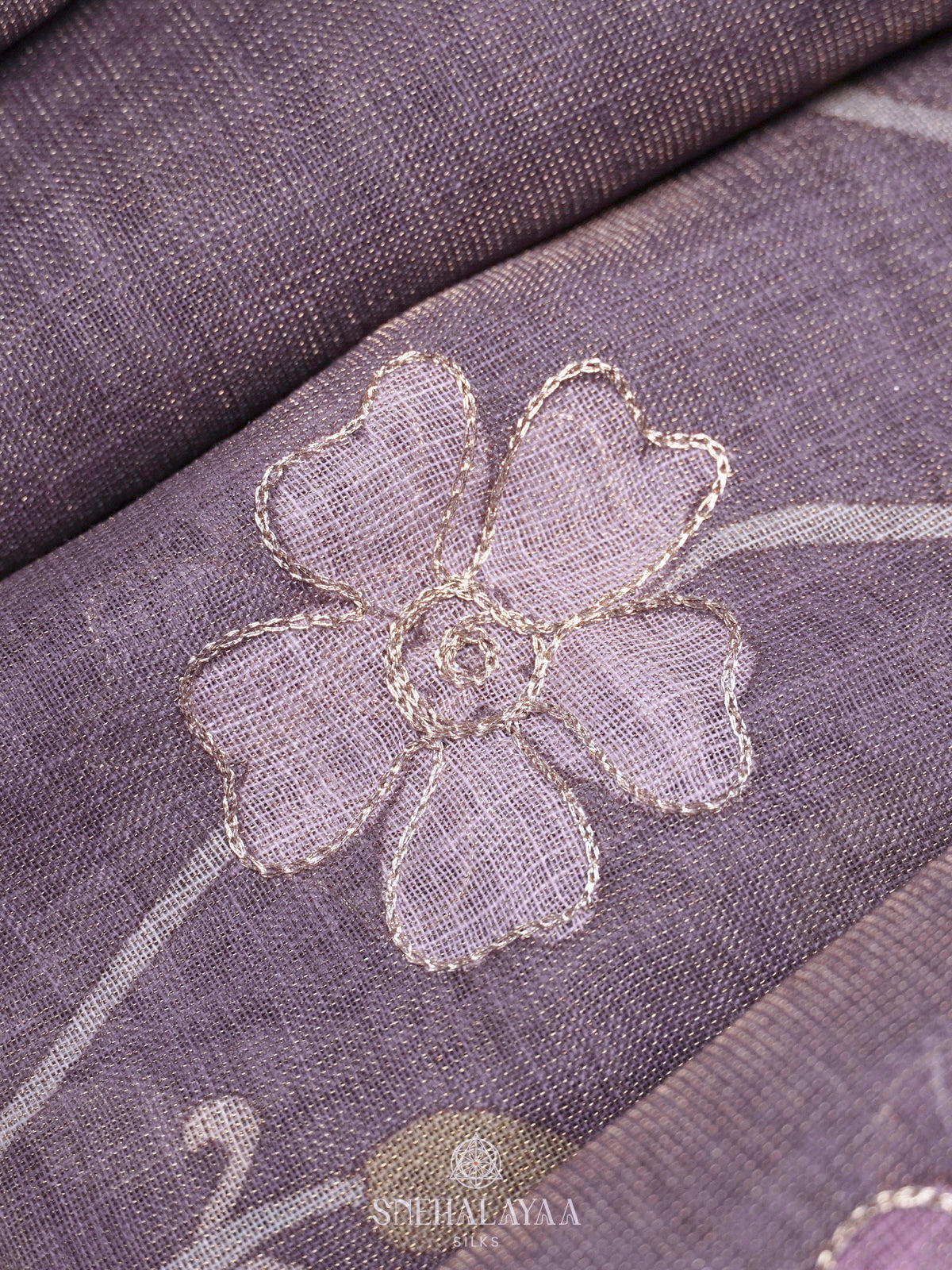 Lilac Linen Saree