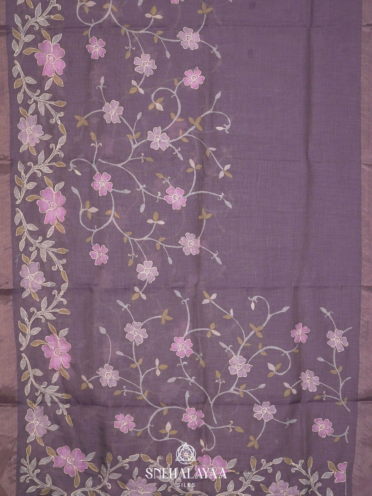 Lilac Linen Saree