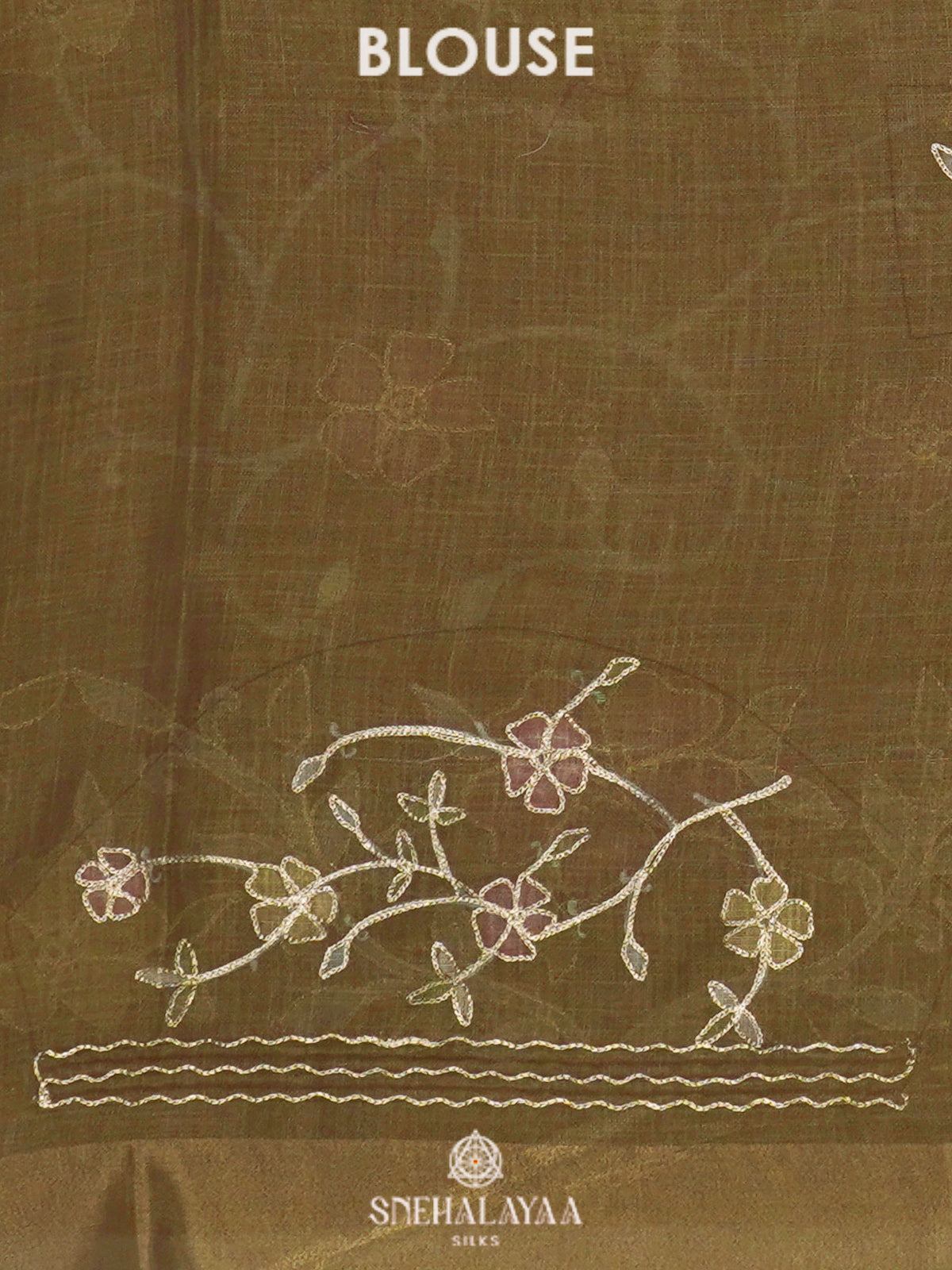 Olive Green Linen Saree