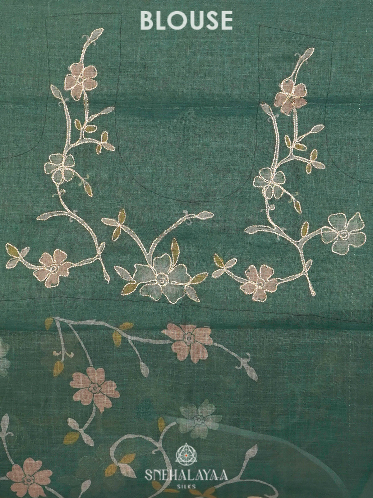 Teal Green Linen Saree