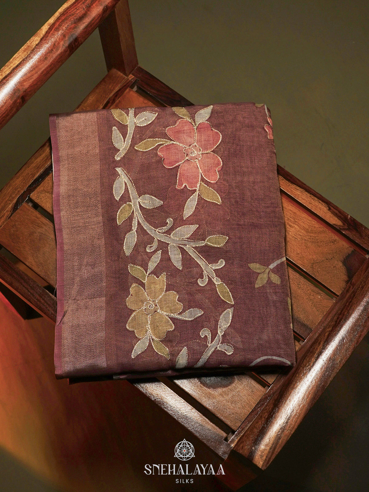 Brown Linen Saree