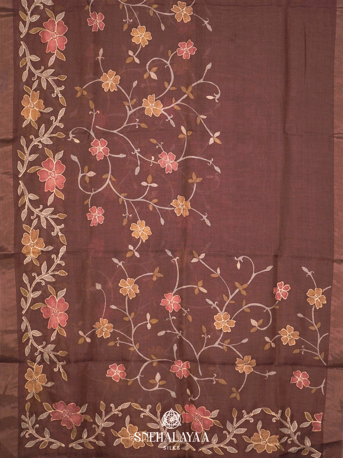 Brown Linen Saree