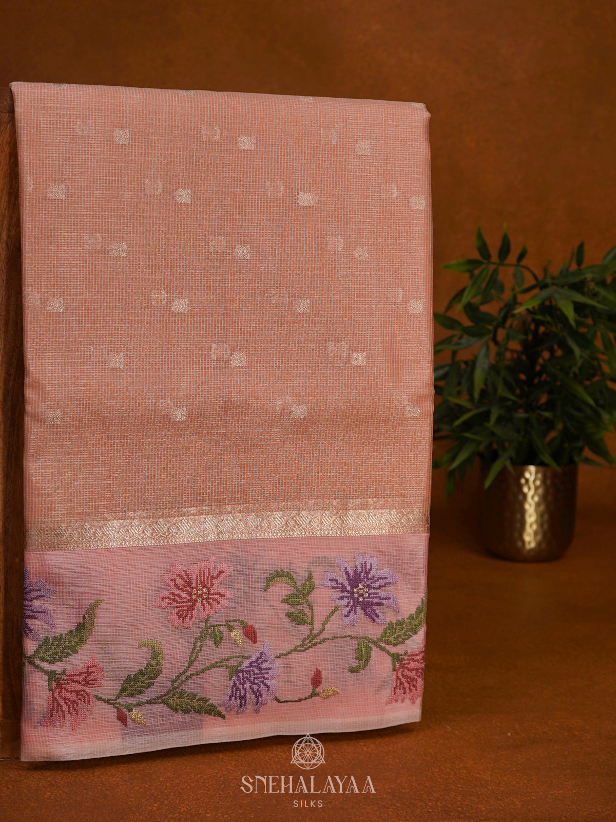 Pale Orange Kota Saree