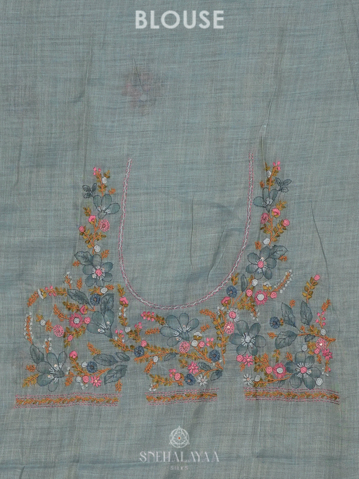 Blue Linen Saree
