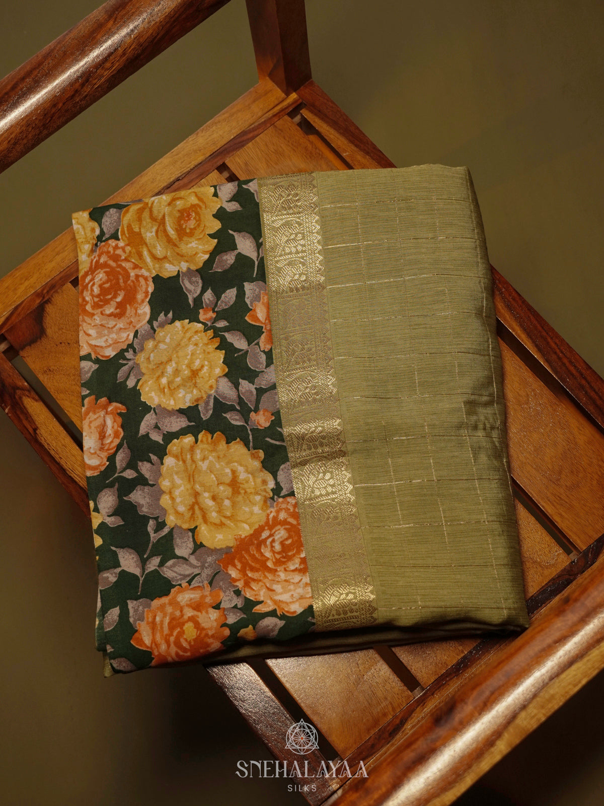 Olive Green Dola Saree