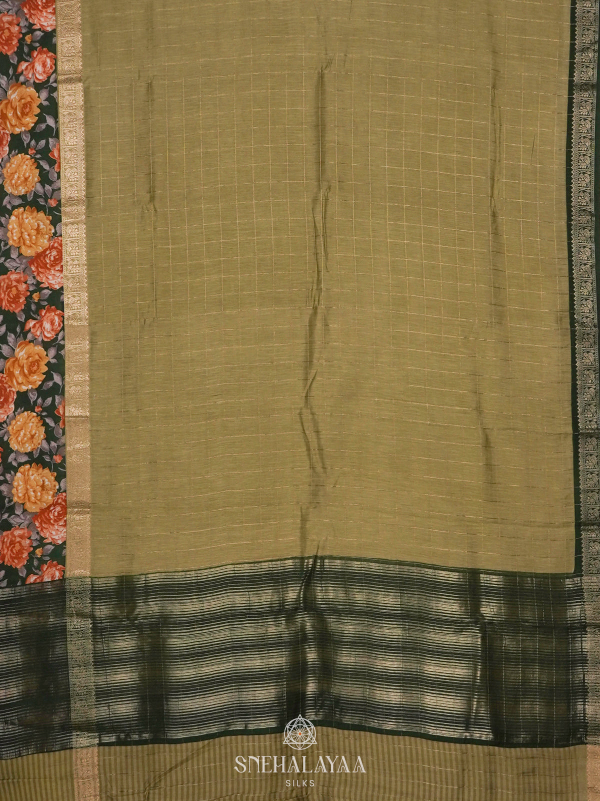Olive Green Dola Saree