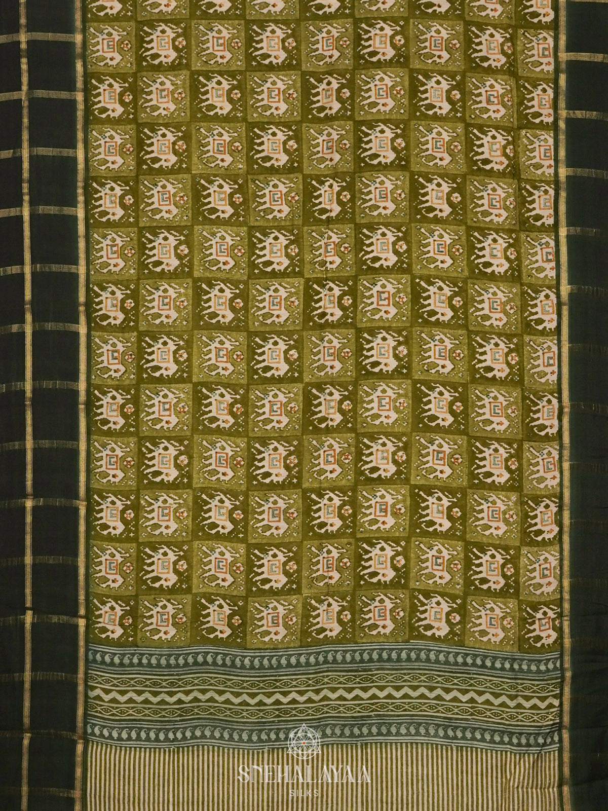 Olive Green Dola Saree