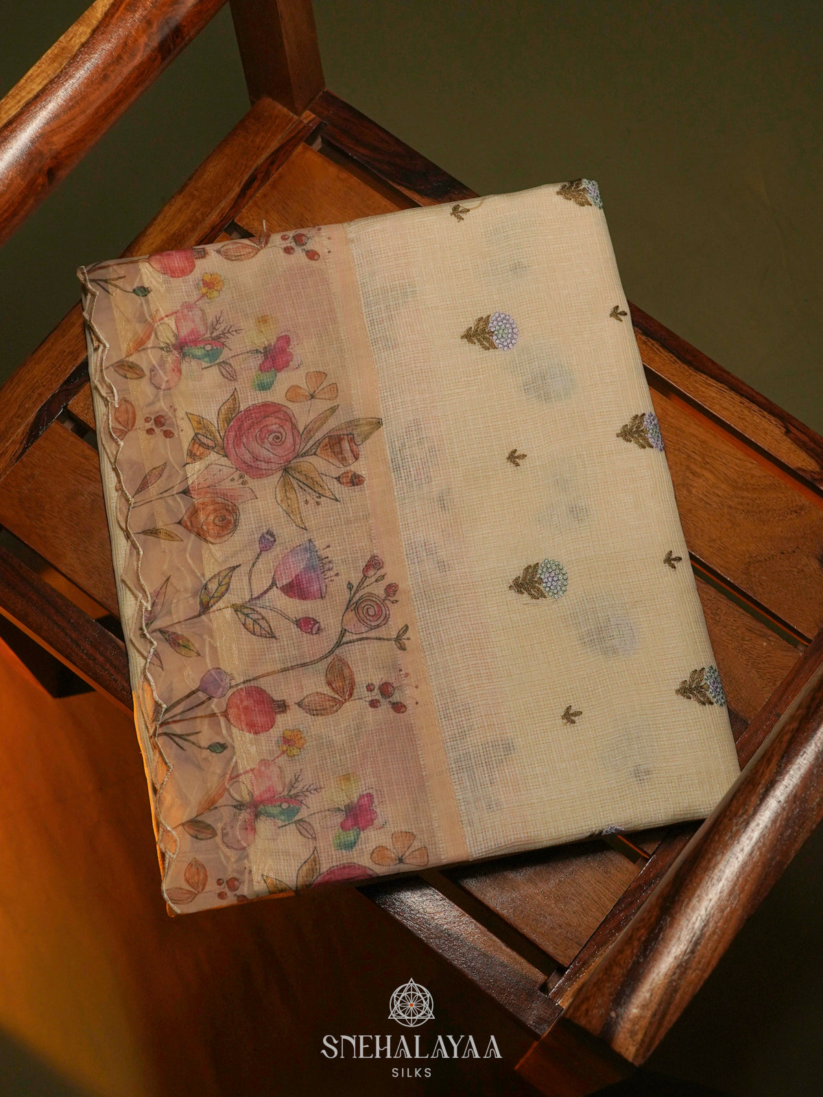 Cream Kota Saree