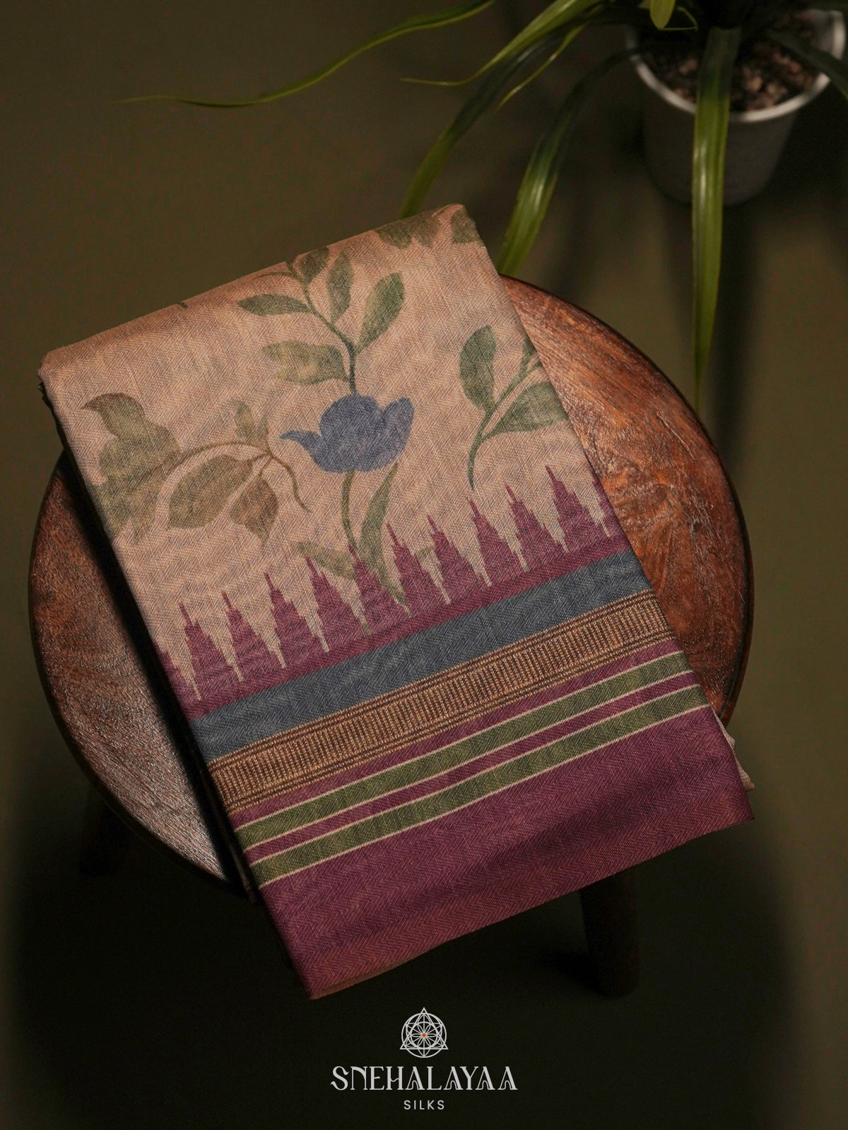 Beige Linen Saree