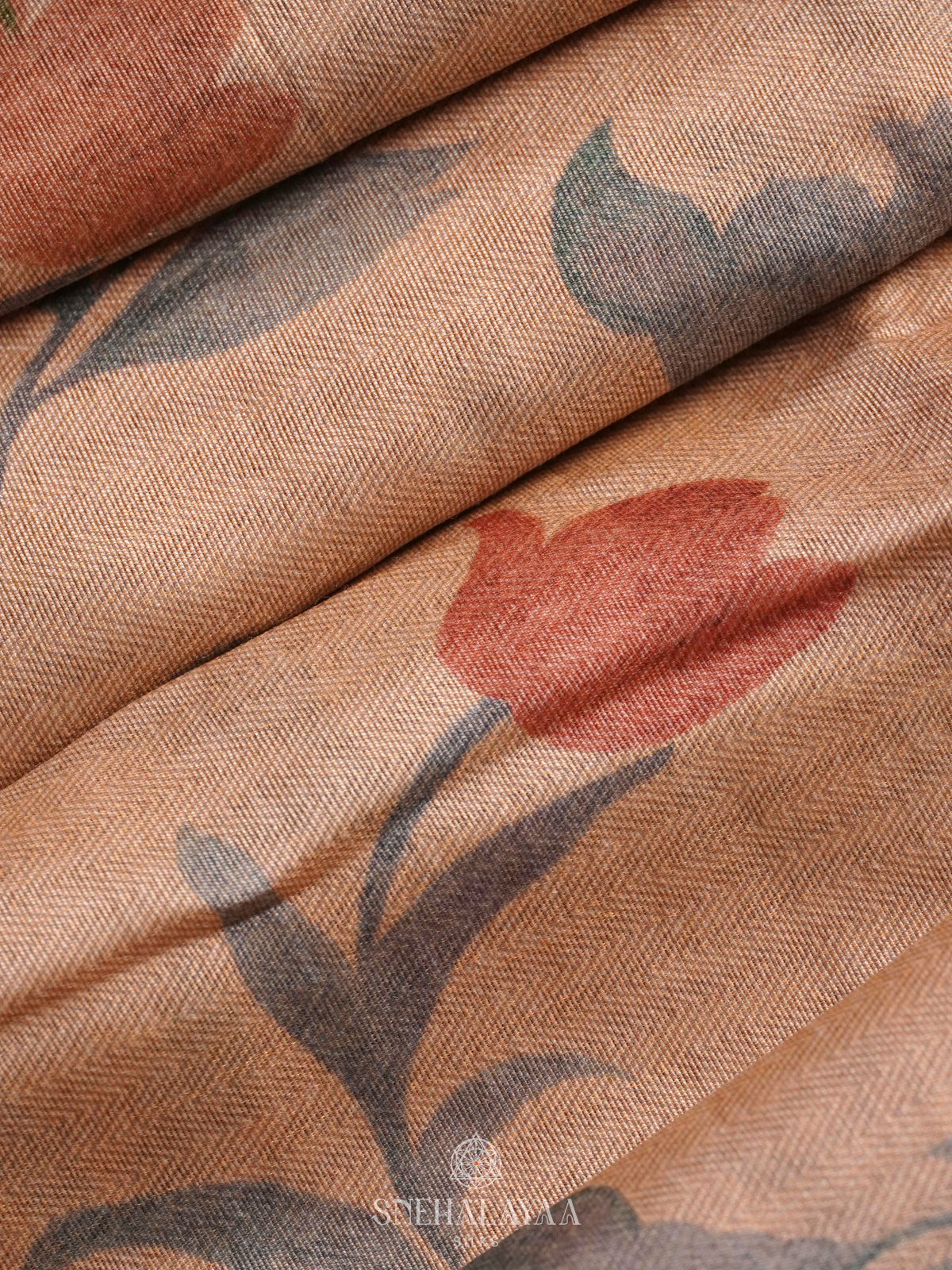 Peach Linen Saree