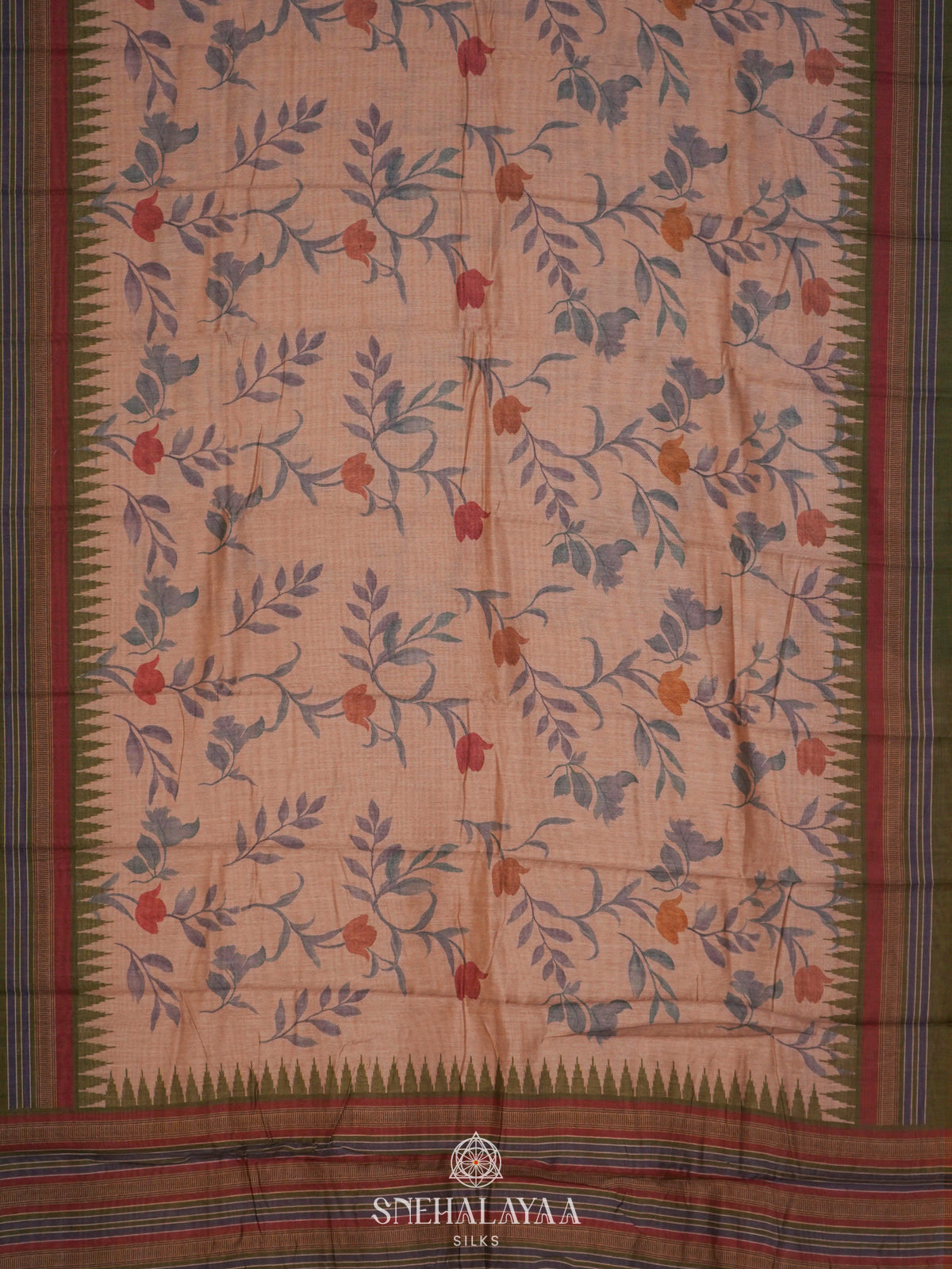Peach Linen Saree