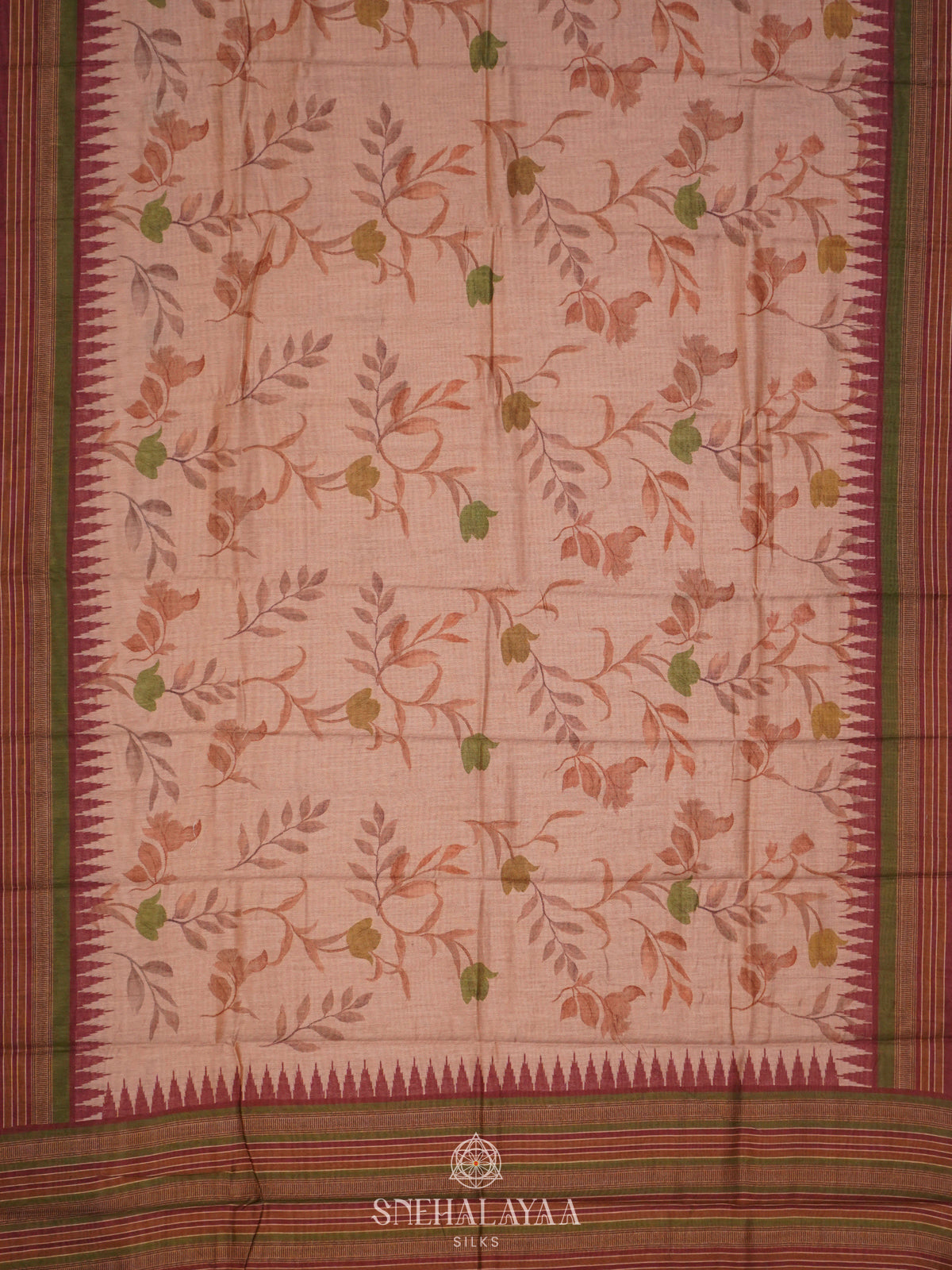 Peach Linen Saree