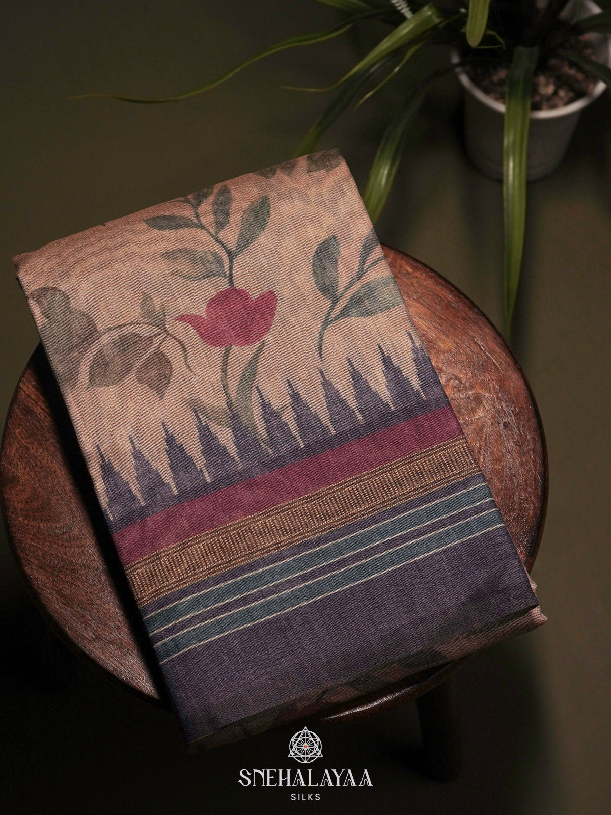Beige Linen Saree