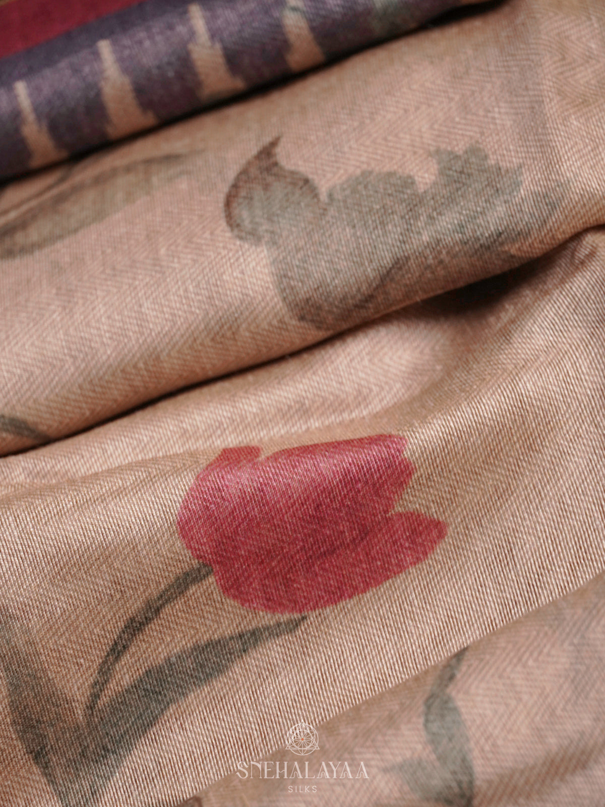 Beige Linen Saree