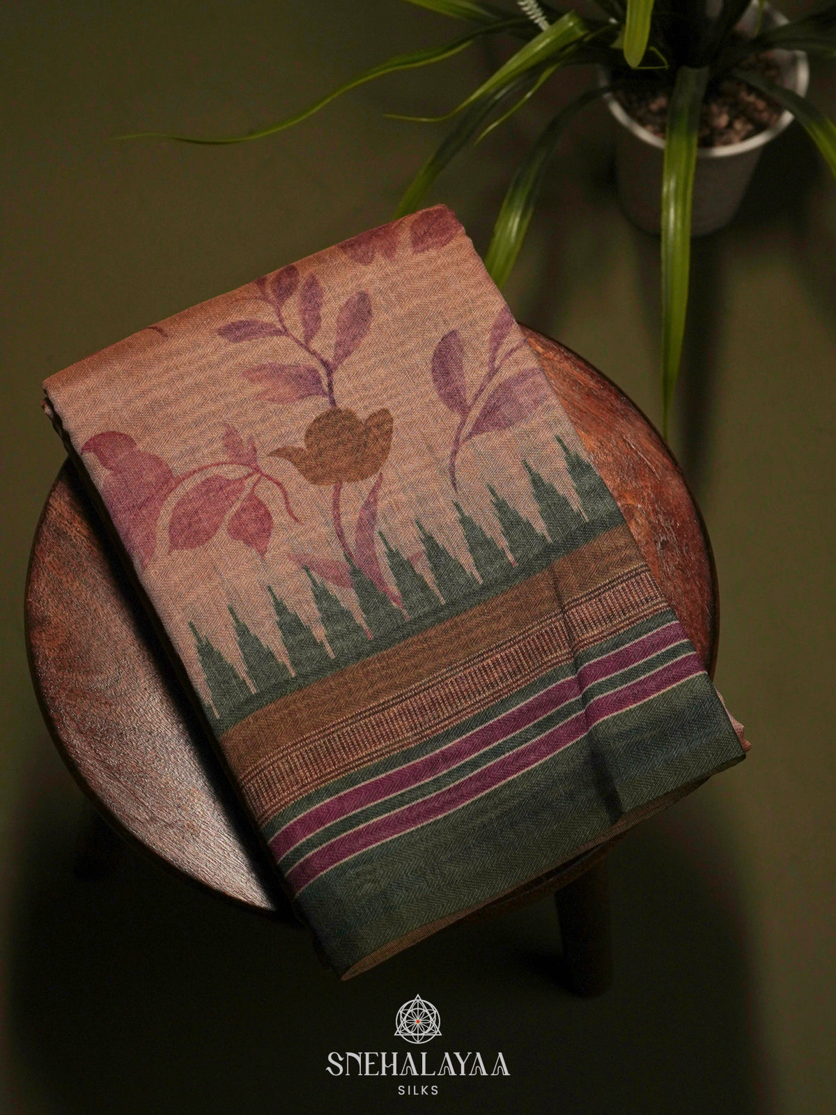 Peach Linen Saree