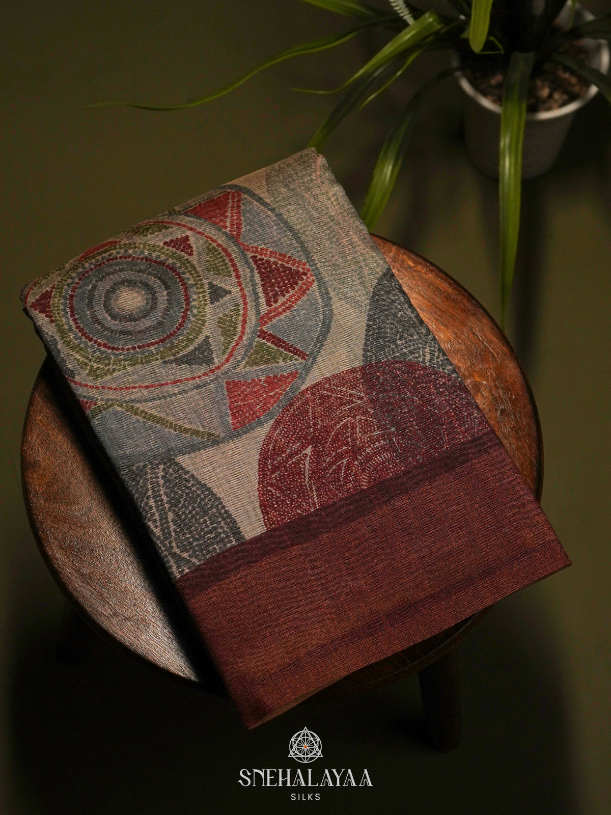 Beige Linen Saree