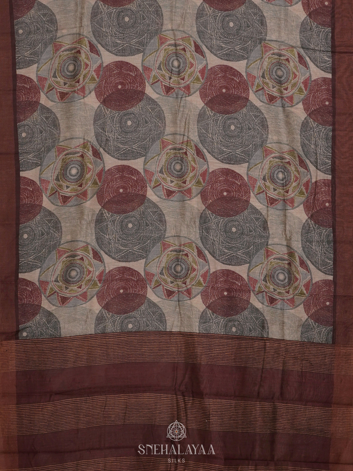 Beige Linen Saree