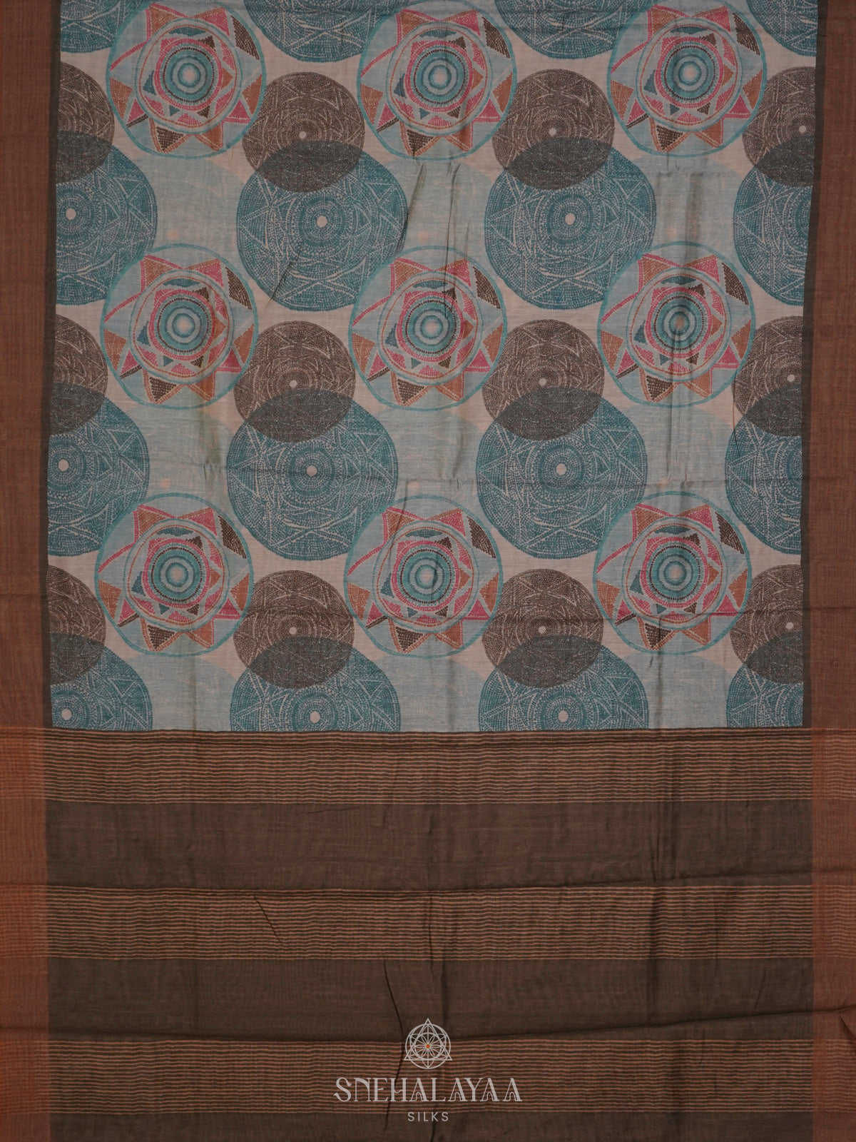 Blue Linen Saree