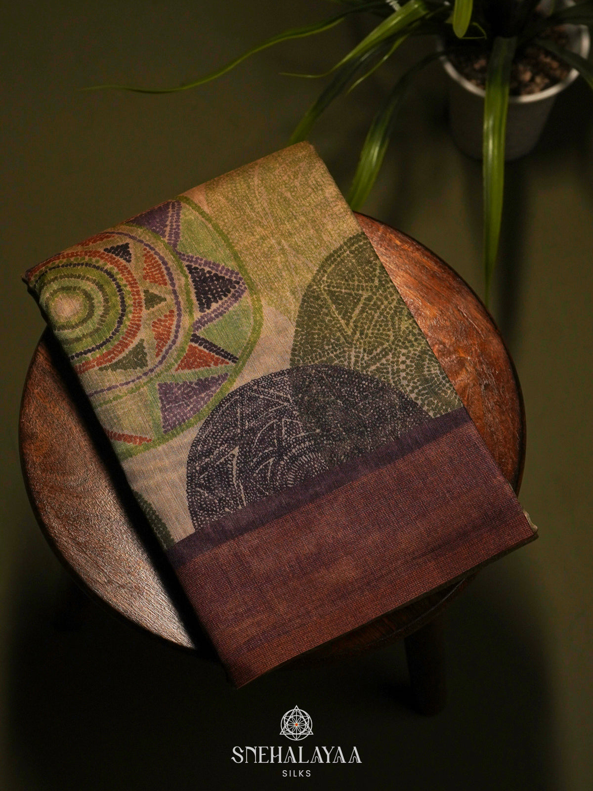Olive Green Linen Saree