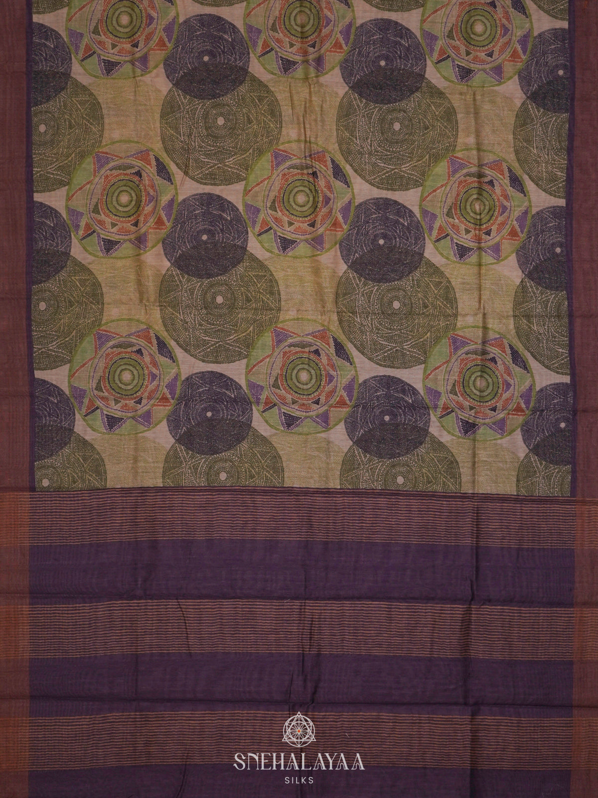 Olive Green Linen Saree