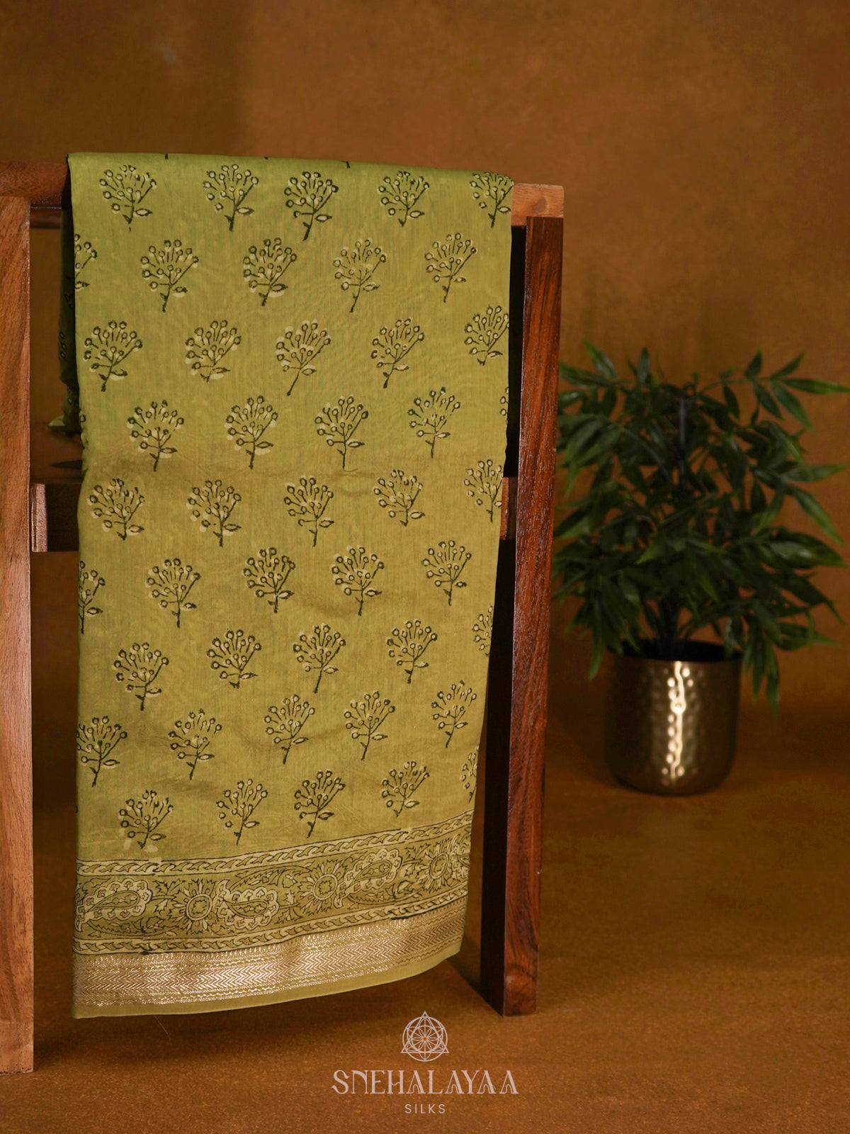 Olive Green Chanderi Saree