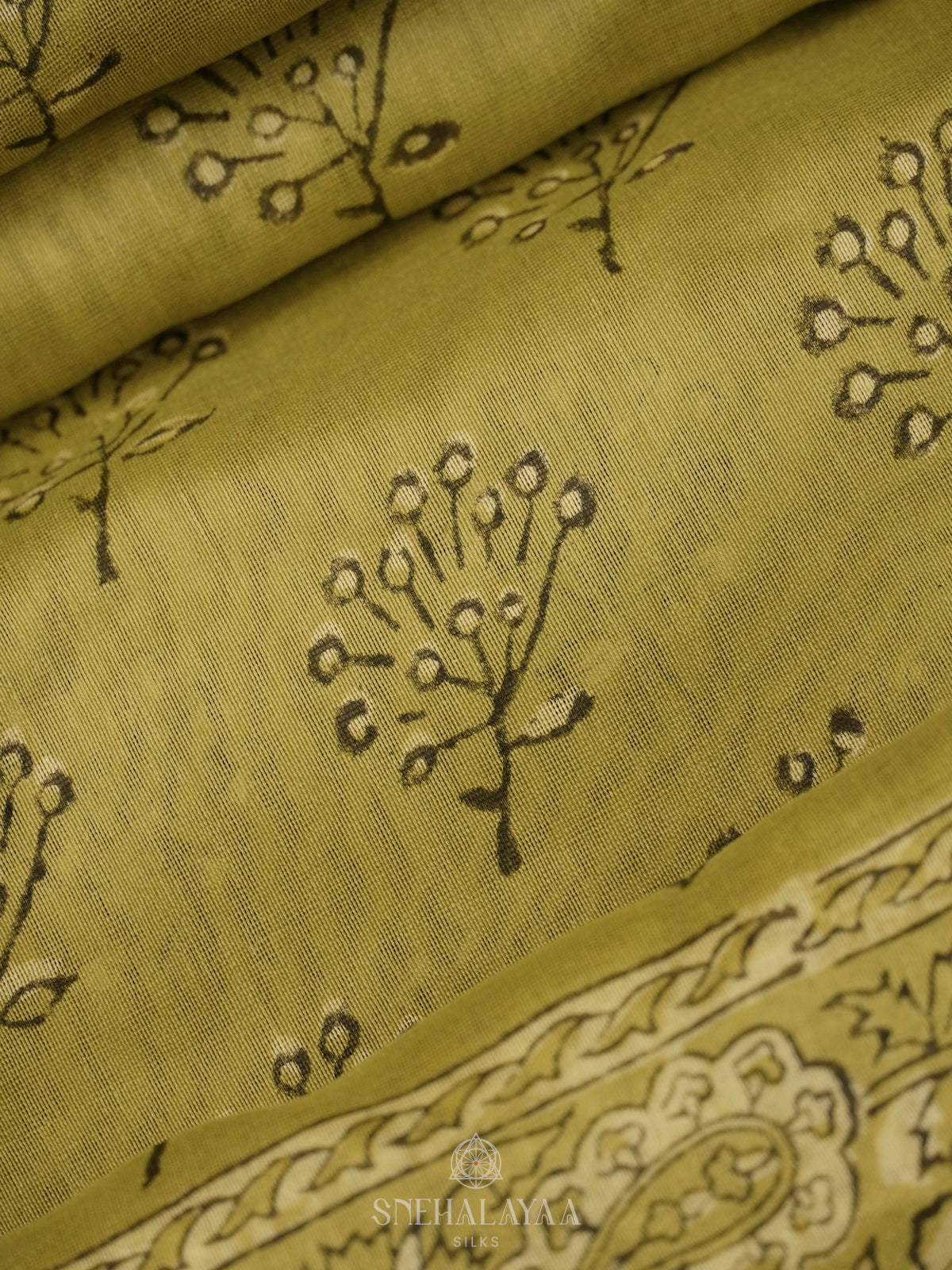 Olive Green Chanderi Saree