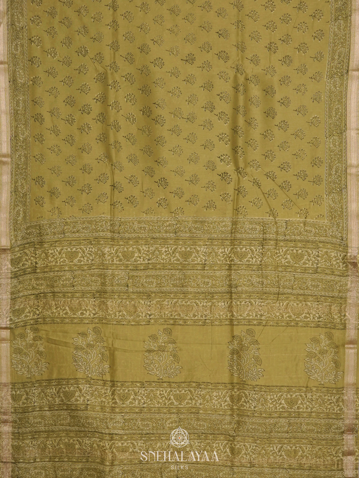 Olive Green Chanderi Saree