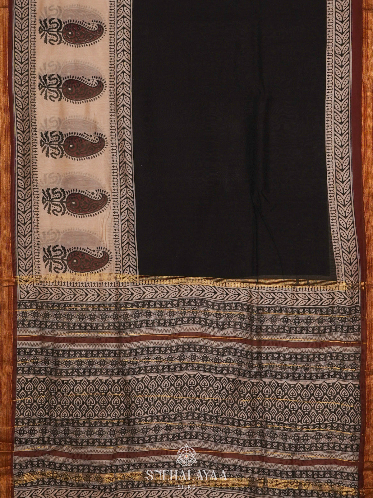 Black Chanderi Saree