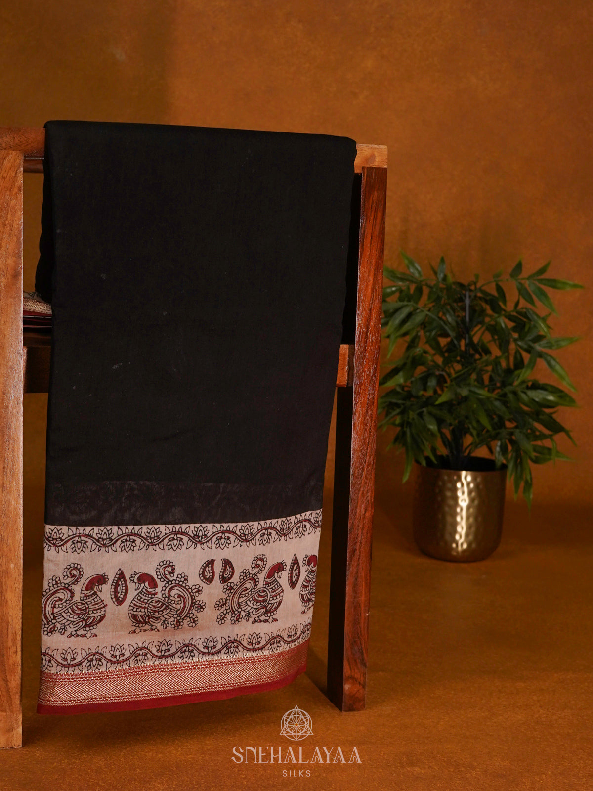 Black Chanderi Saree