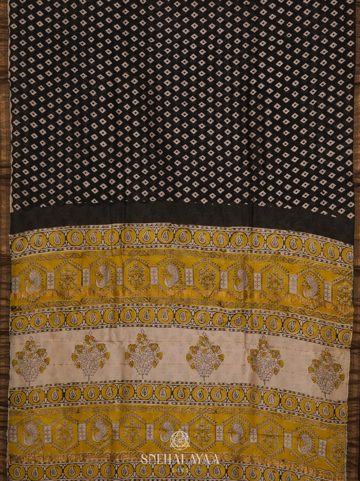 Black Chanderi Saree