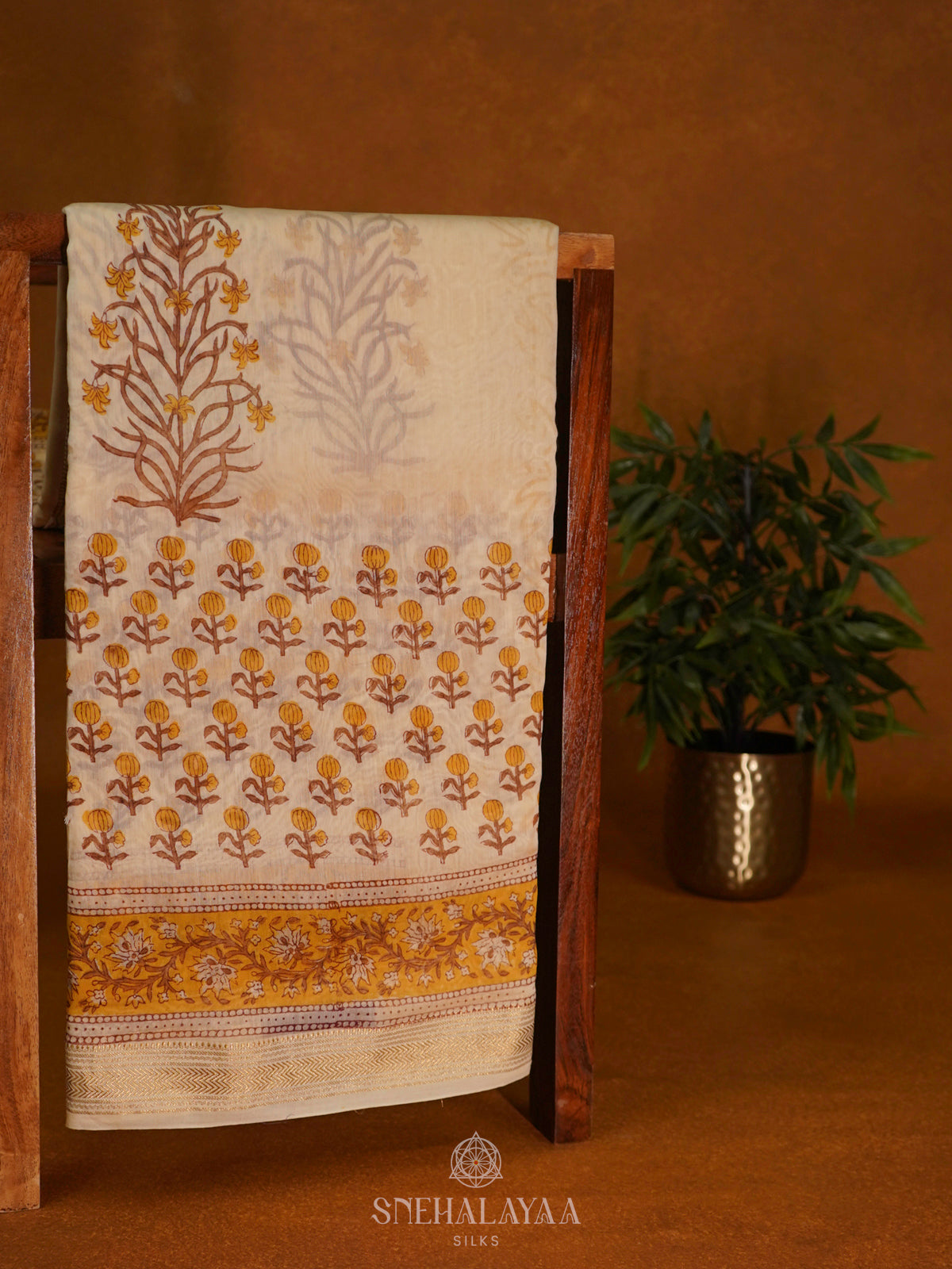 Cream Chanderi Saree