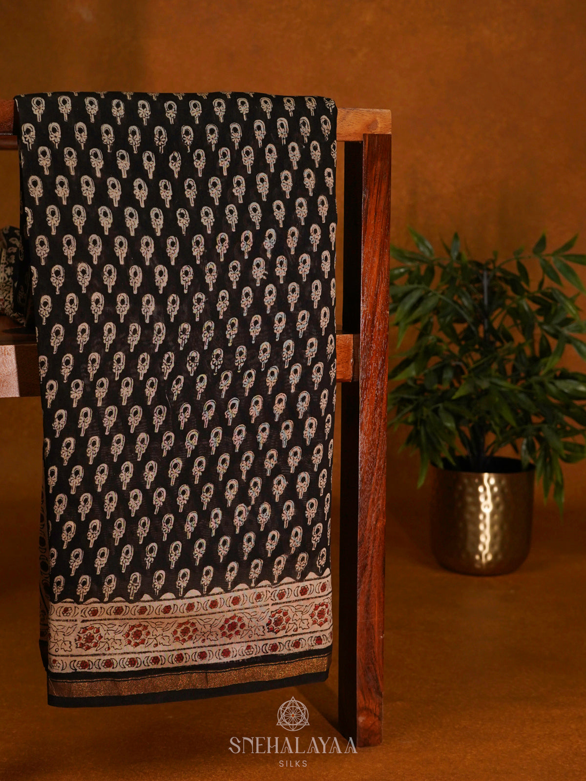 Black Chanderi Saree