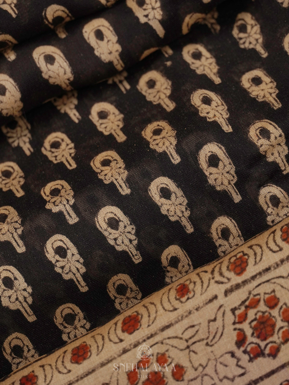 Black Chanderi Saree