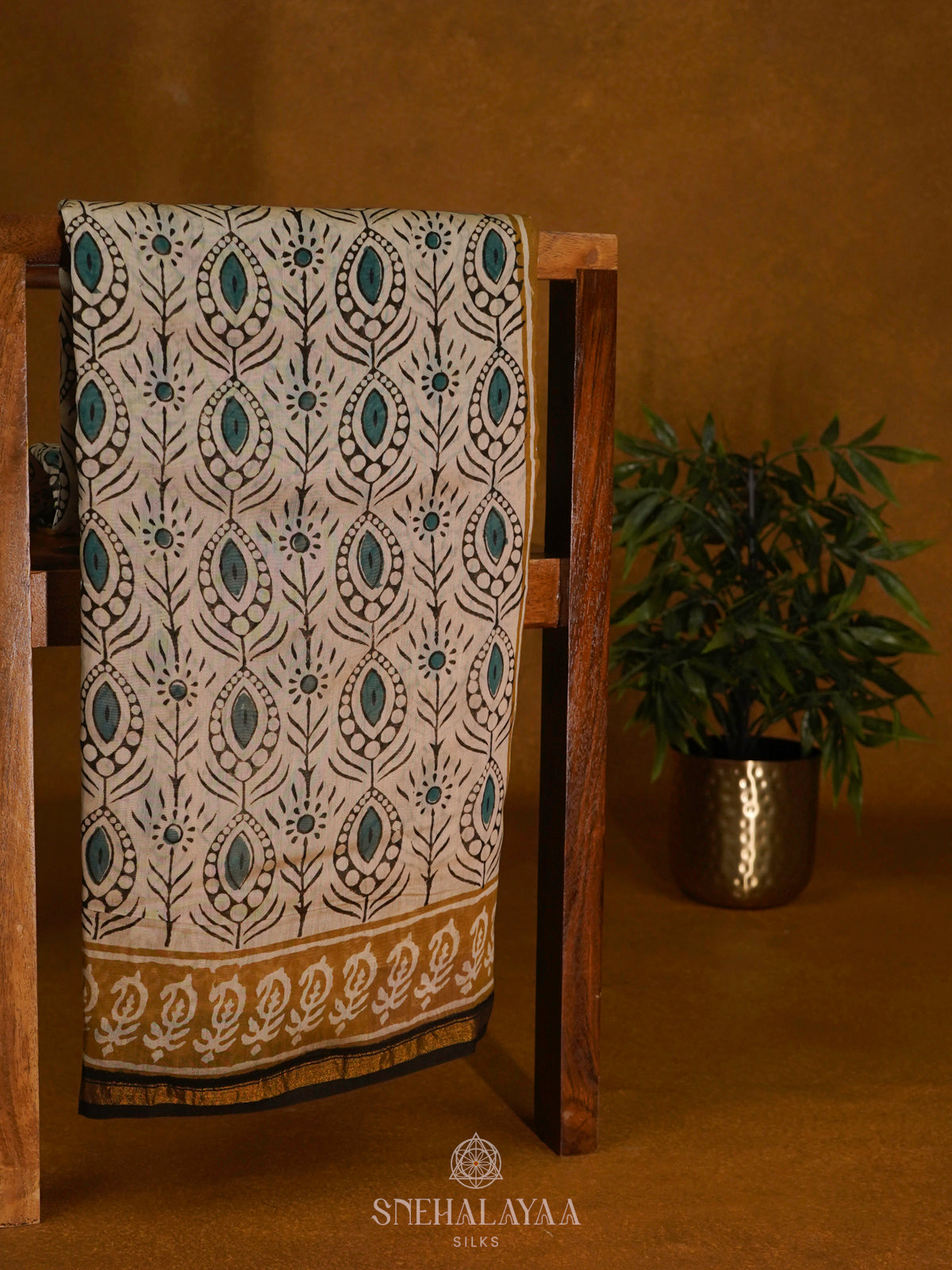Beige Chanderi Saree