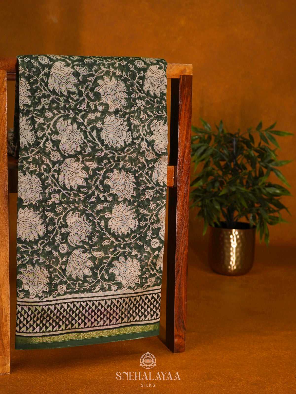 Olive Green Chanderi Saree