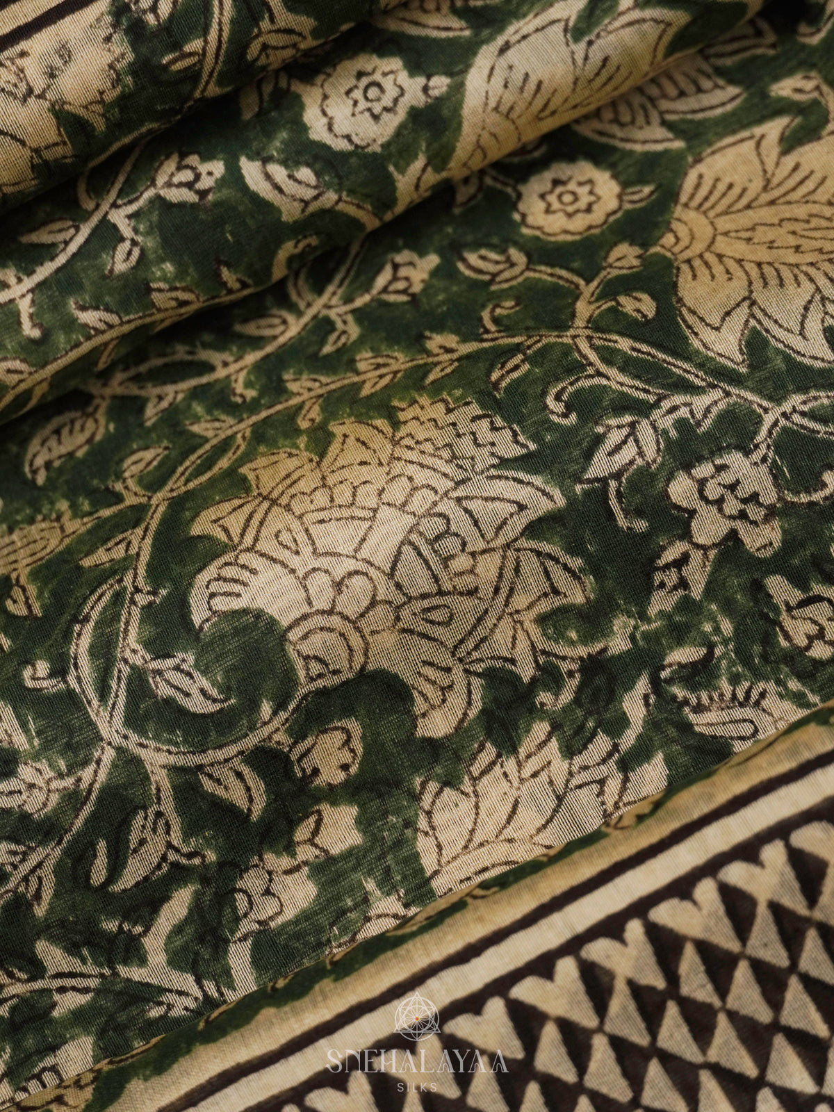 Olive Green Chanderi Saree