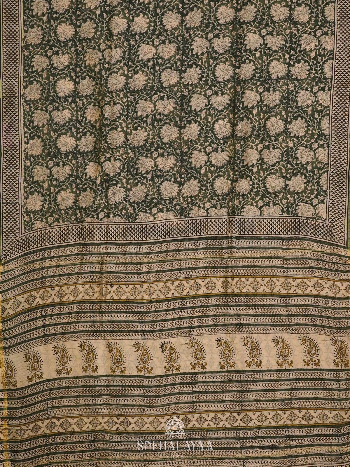 Olive Green Chanderi Saree