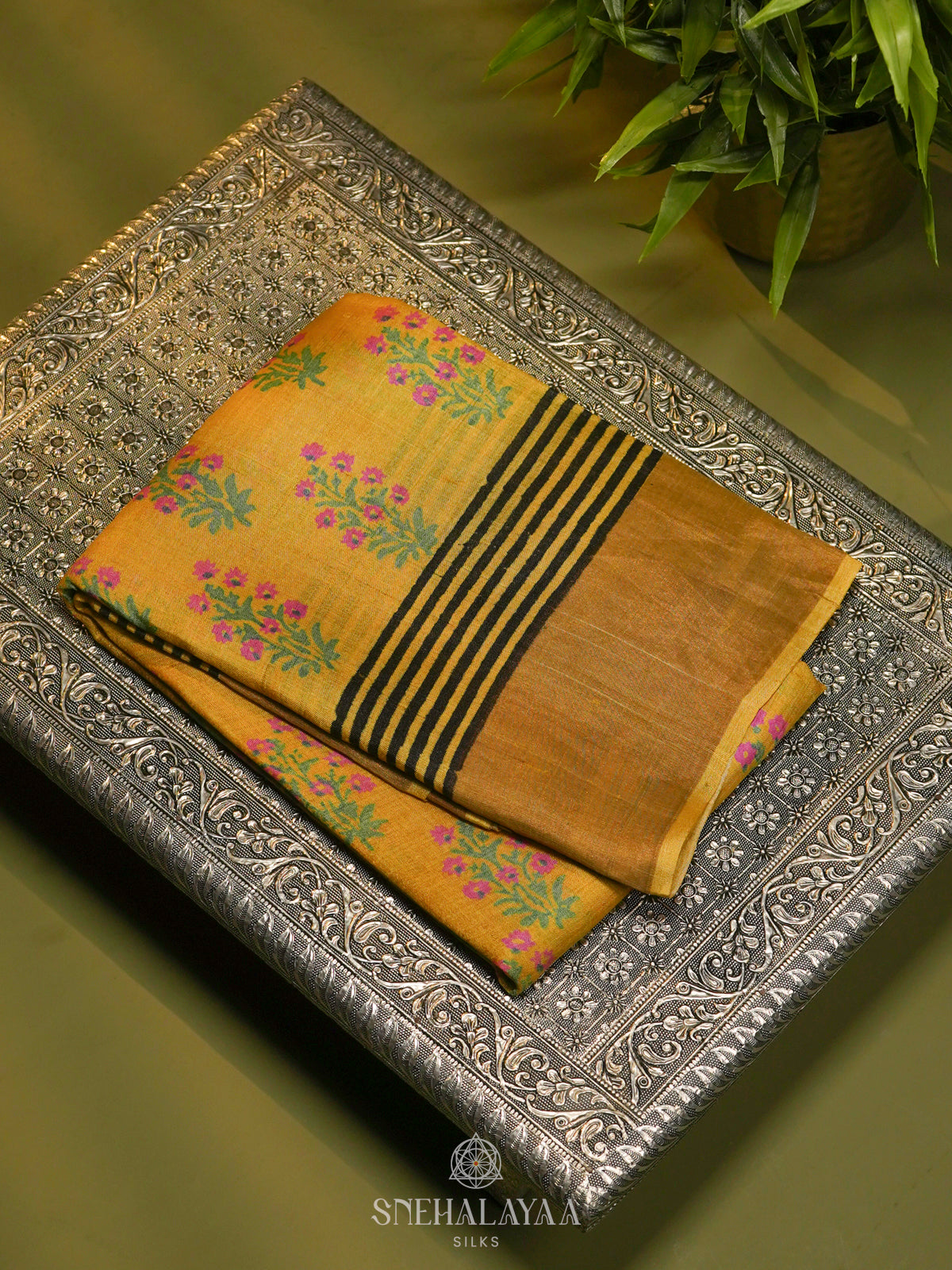 Yellow Tussar Saree