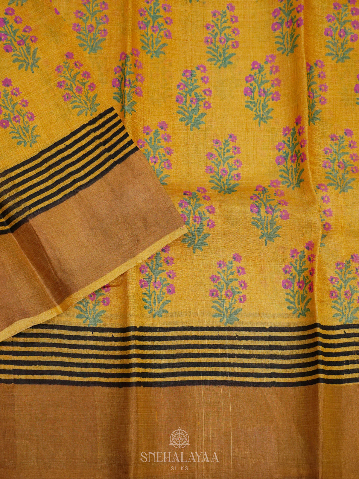 Yellow Tussar Saree