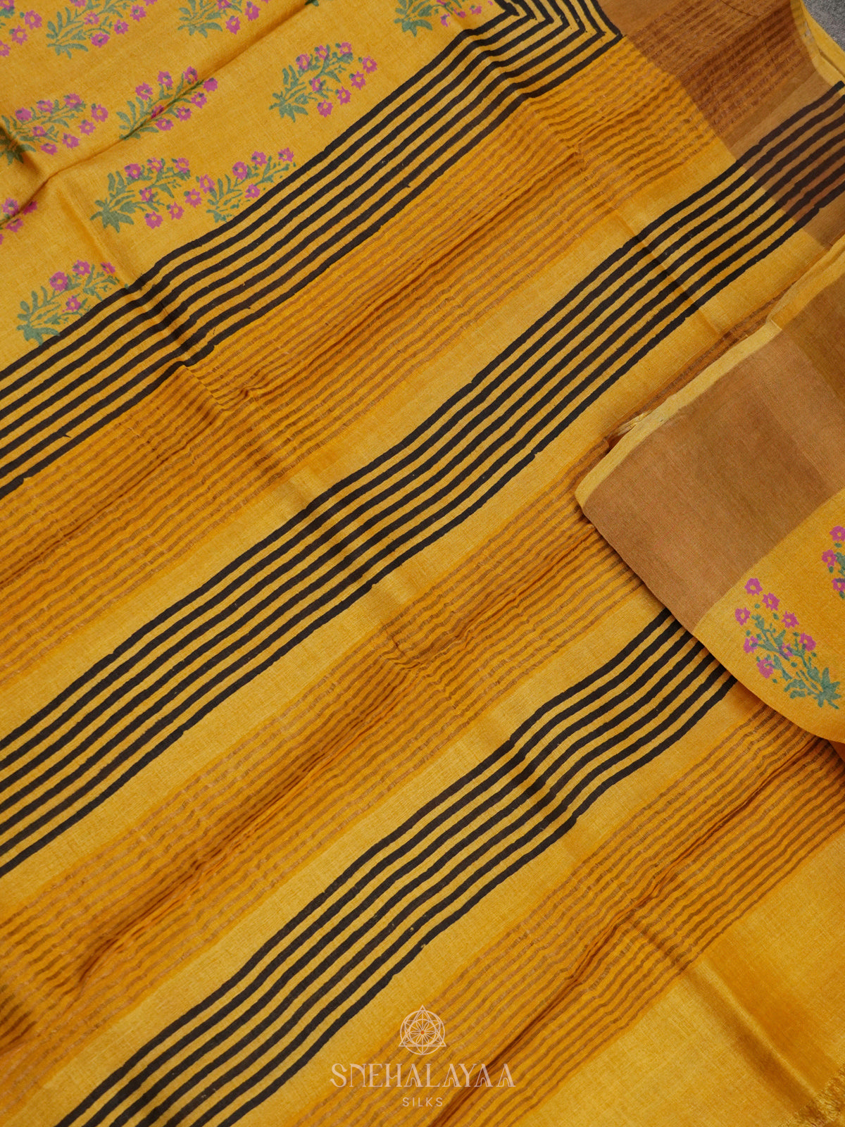 Yellow Tussar Saree