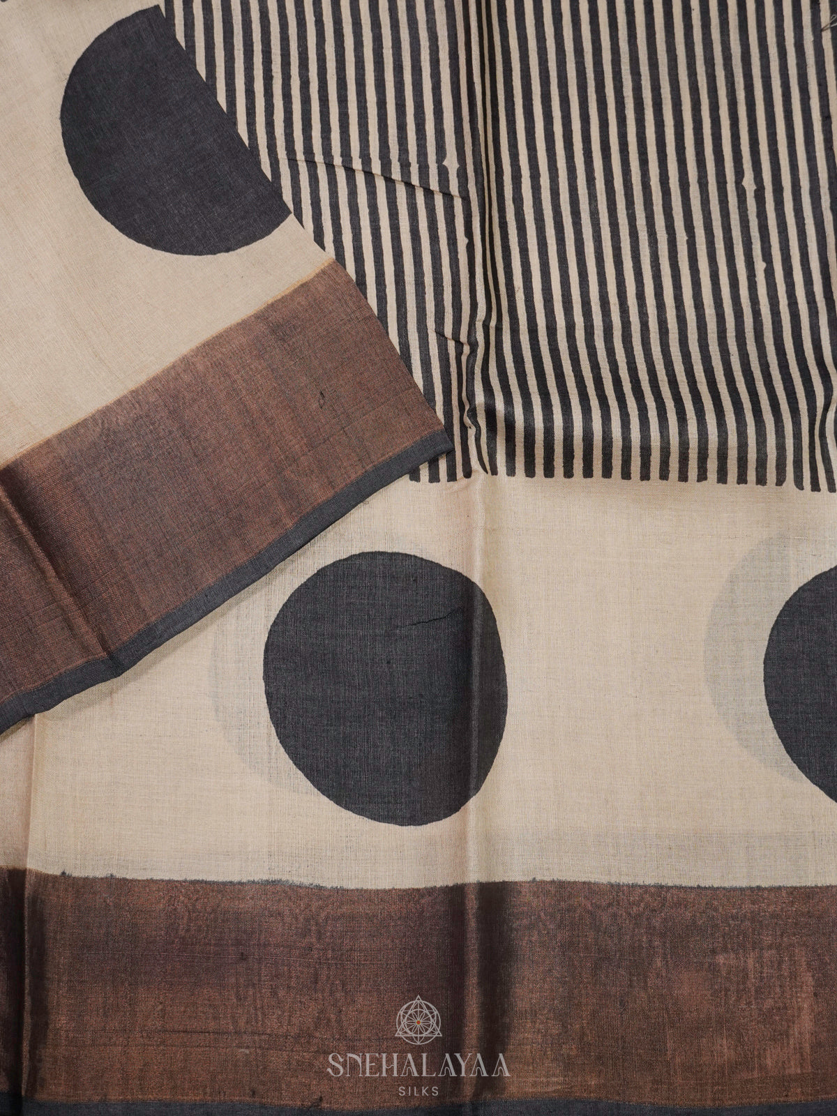 Beige Tussar Saree